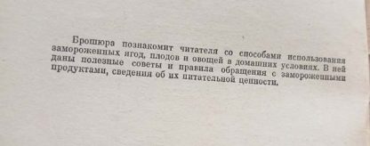 Аннотация к брошюре "Использование замороженных плодов и овощей в домашних условиях"